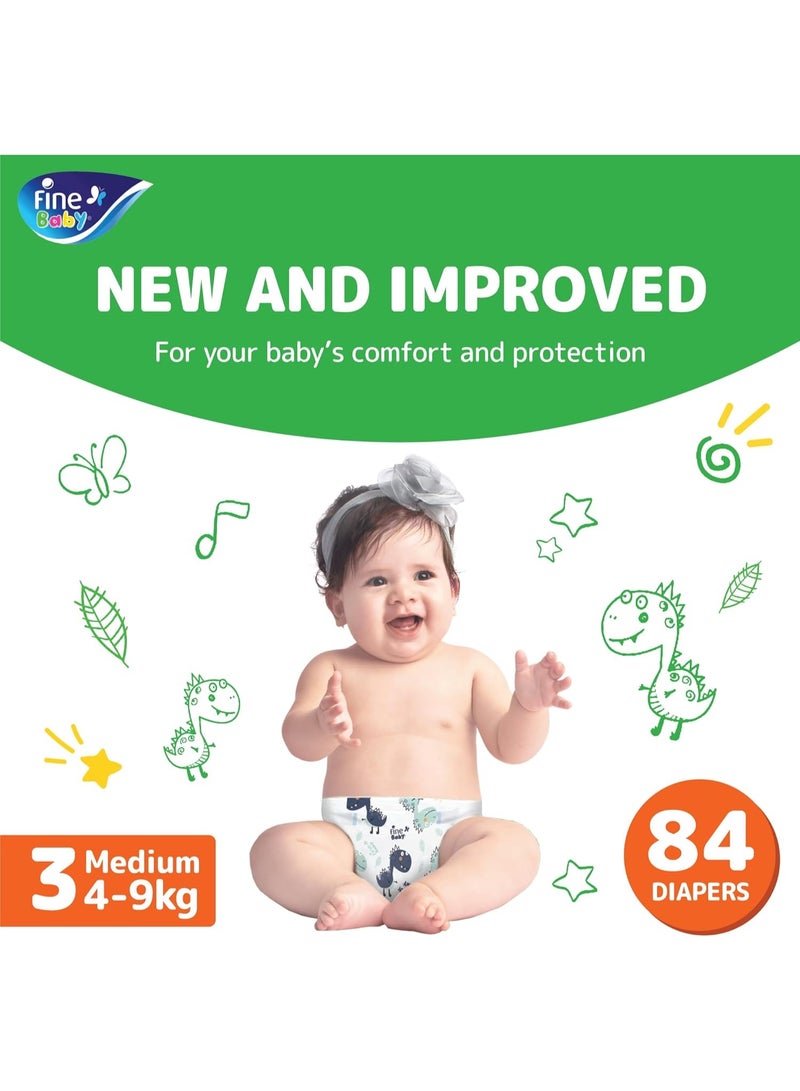 Fine Baby Diapers, Size 3, Medium, 4-9 kg, 84 Diaper - Image 2